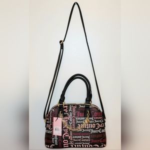 Juicy Couture Black Pink Multi Logo Dome Satchel